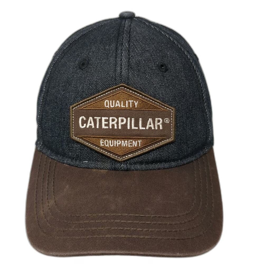 MPC Baseball Cap Blue Brown OSFM Denim Caterpillar Equipment Logo Hat Adjustable